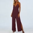 thumbnail image 6 of LEBONYARD Blue Jumpsuit Women,Women's V-Neck Jumpsuit with Adjustable Straps Side Slits and Pockets Red XL, 6 of 7