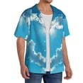 thumbnail image 2 of KLL Heart Shaped Cloud Print Men's Shirt Short Sleeve Button Down Summer Cuba Beach Shirts- Medium, 2 of 5