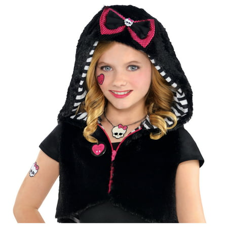 Monster High Fur Hoodie, Cropped Halloween Jacket for Girls, One Size, by