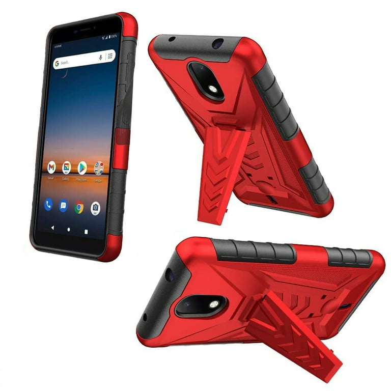 Phone Case for AT T Calypso 2 Cricket Debut Case Build in Kickstand Case Kickstand Red