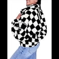 thumbnail image 2 of Chaqueta Informal A Cuadros para Mujer, Abrigos Holgados con Cremallera para Invierno, Otoño Negro XXL, 2 of 7