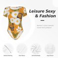thumbnail image 4 of Disketp Blanc Floral et Papillons pour Femmes Justaucorps à Manches Courtes T-Shirt Col Rond Basique Décontracté T-Shirt Justaucorps-TTG, 4 of 7
