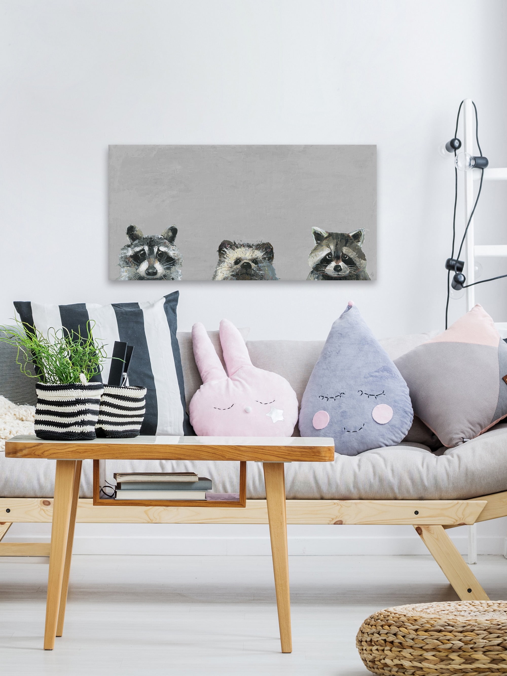 Marmont Hill Three Cuties in Gray Canvas Wall Art