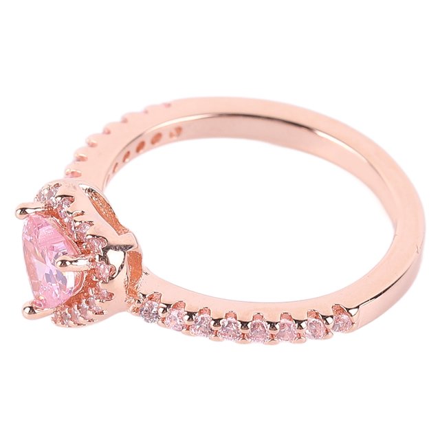Anillo de diamantes de imitación en forma de corazón para mujer, elegante y a la moda, plata 925, anillo brillante exquisito, accesorio de joyería, diamantes de imitación rosas de 2,05 pulgadas
