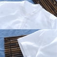 thumbnail image 6 of Mens Shirts Summer Clearance Men's Baggy Cotton Linen Solid Short Sleeve Button Retro T Shirts Tops Blouse, 6 of 7