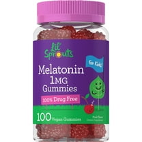 Kids Melatonin Gummies | 1 mg 100 Count | Fruit Flavor Gummy | Vegan, Non-GMO, Gluten Free | Lil Sprouts By Carlyle