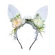 thumbnail image 5 of Diadema con orejas de conejo de Pascua, bonita diadema con orejas, diadema de flores, para disfrazarse. Blanco, 5 of 9