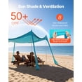 thumbnail image 6 of Chateauy 6.6 ft Tall Pop Up Beach Tent, 10 x 10 ft Sun Shelter with UPF50+, Sandbags & Stability Poles, 6 of 11