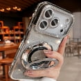 thumbnail image 4 of for iPhone 17 Pro Magnetic Kickstand Case, [Compatible with Magsafe] Bling Glitter Diamond Rhinestone Ring Holder Camera Protector Cute Cover for Girls Woman for iPhone 17 Pro 6.3", Silver, 4 of 8