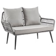 thumbnail image 4 of Manhattan Comfort Portofino Rope Wicker 4-Piece Patio Conversation Set with Cushions in Grey, 4 of 5