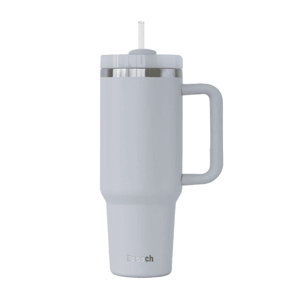 40 oz Tumbler With Handle and Straw Lid, 2-in-1 -Dasoch Stainless Steel- Grey