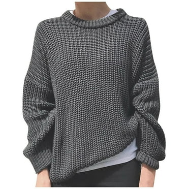 VerPetridure Pullover Sweaters for Women Clearance Crewneck Long Sleeve Sweaters Casual Loose Solid Pullover Outwear Tops