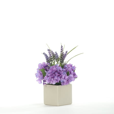 D&W Silks Lavender in Square Ceramic Planter