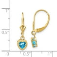 thumbnail image 2 of Real 14kt Yellow Gold 5mm Heart Blue Topaz Earrings; for Adults and Teens; for Women and Men, 2 of 2