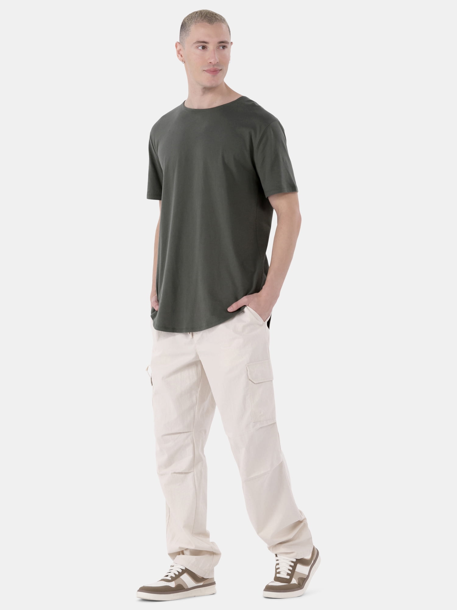 No Boundaries Men's & Big Men's Longline Curved Hem Elongated Tee Shirt, 2-Pack, Sizes XS-5XL