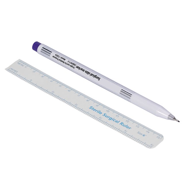 Stylo Marqueur de Peau, Marqueurs de Pointe Chirurgicale Stylo Marqueur de Peau avec Règle en Papier pour Marqueurs de Pointe Chirurgicale Marqueur de Peau