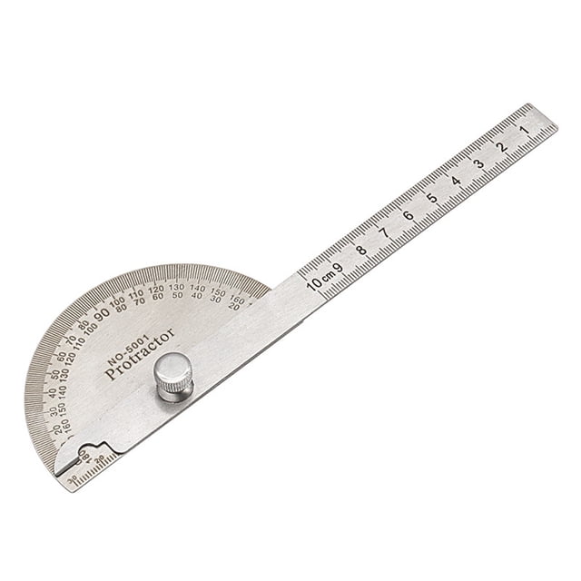 Premium Stainless Steel 180-Degree Protractor Angle Ruler - 10cm Solid Construction, Clear Markings for Precision Measurement in Woodworking, Carpentry & Metalworking - Compact, Durable Tool for