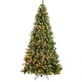 thumbnail image 4 of 7ft Pre-Lit Christmas Tree, Pre-Decorated Artificial Froste Pine Holiday Decoration w/ 350 Lights, 1000 Frosted Tips, Pine Cones, Metal Base, Hinged Design Easy to Setup, for Home Office Xmas Decor, 4 of 11