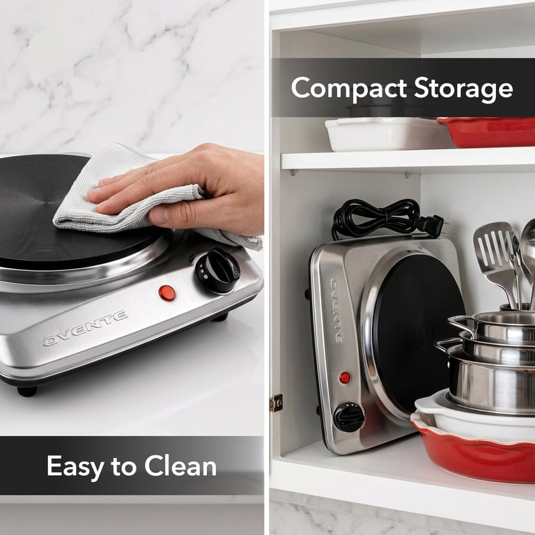 Ovente Electric Cast Iron Single Burner, 1000W photo 2