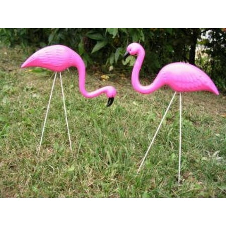 OTC - 2 small Pink FLAMINGO mini Lawn Ornaments YARD art (Flamingo Lawn Ornaments Best Price)