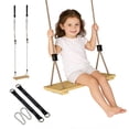 thumbnail image 1 of Qaba Wooden Swing Seat for Backyard with Adjustable Rope 15.7" x6.3", 1 of 10