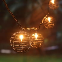 Decorative Indoor Outdoor String Lights, 10 Bulbs Patio Globe Vintage Lantern String Light, Iron Wire Twist Ball Covers, UL Listed Plug in Connectable Lights for Bedroom Porch Backyard Mantel Decor