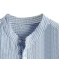thumbnail image 3 of RYRJJ Men's Casual Summer Cotton Linen Henley Shirt Button Stand Collar Long Sleeve Hippie Vertical Striped Beach T Shirts(Light Blue,XL), 3 of 3