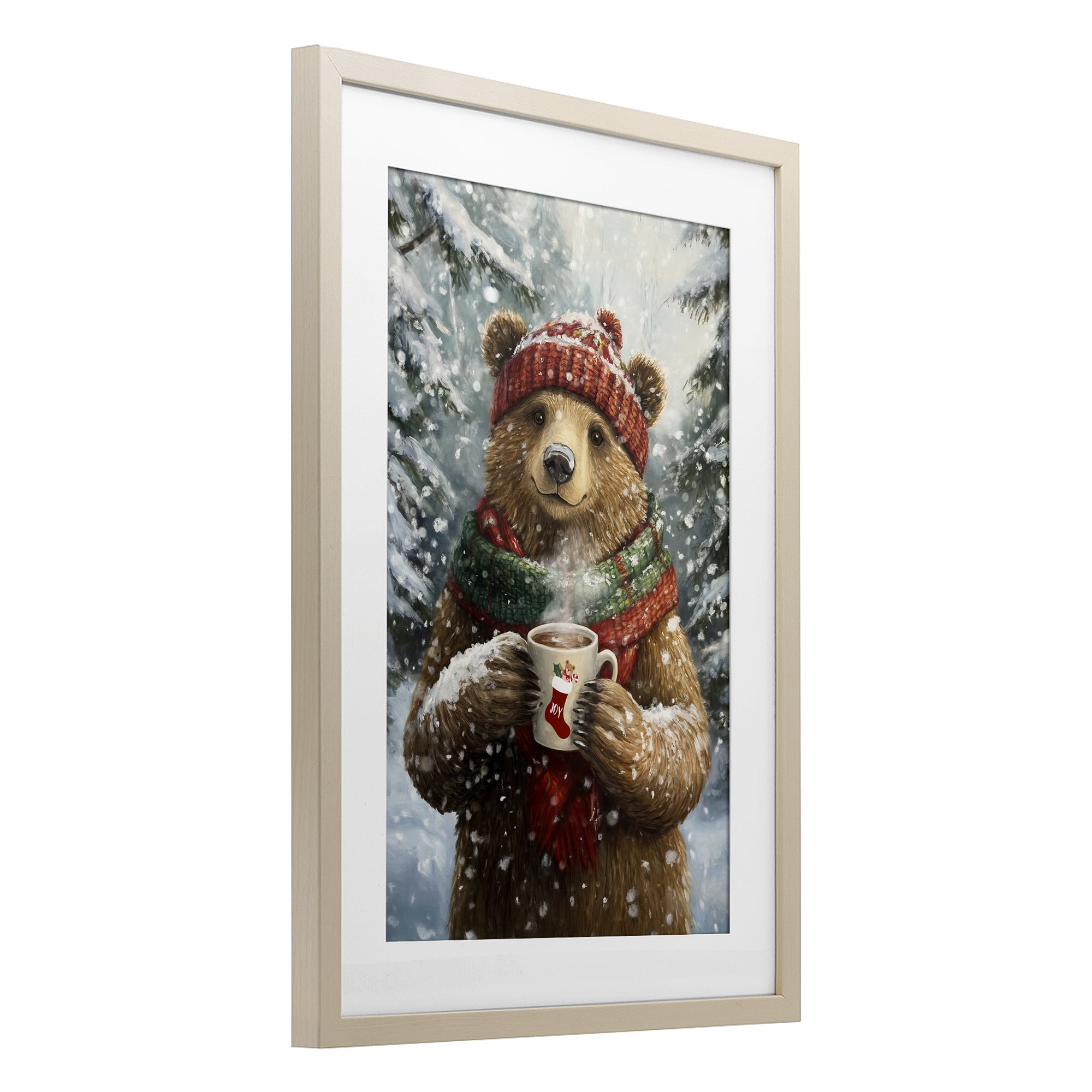 Stupell Industries Christmas Cocoa Bear Birch Framed Print Under Glass, design by Tina LeCour