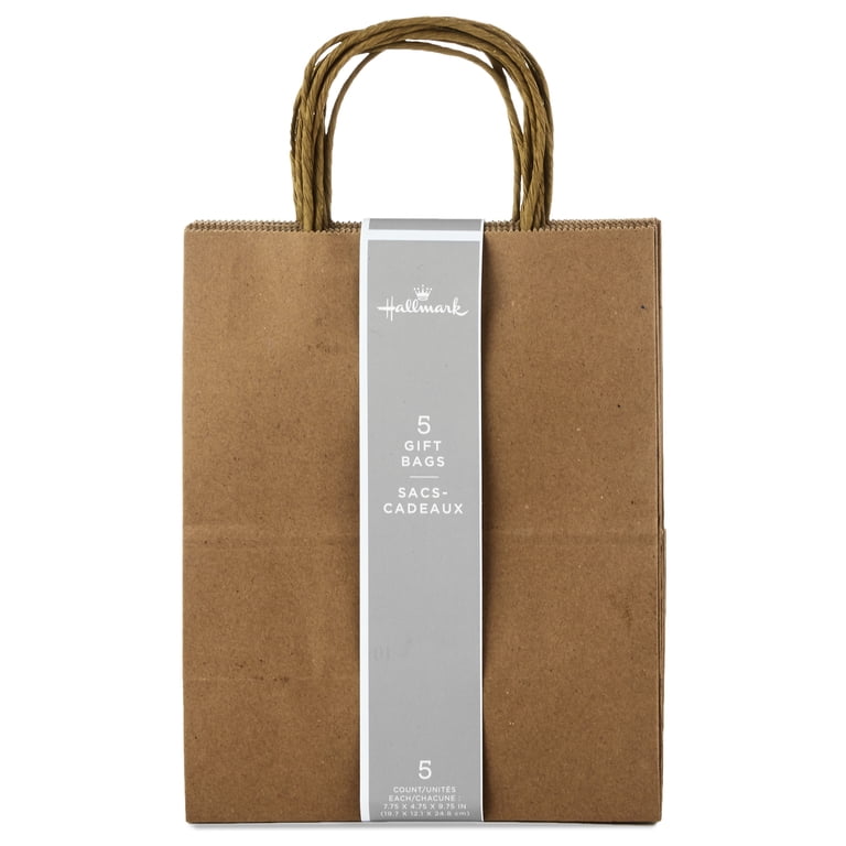 Hallmark Medium Gift Bag Bundle, Solid Kraft Brown, 5 Pack photo 3