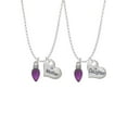 thumbnail image 1 of Delight Jewelry Silvertone Christmas Lights - Purple Resin Mother & Daughter Heart Necklaces (Set of 2), 19"+2", 1 of 4
