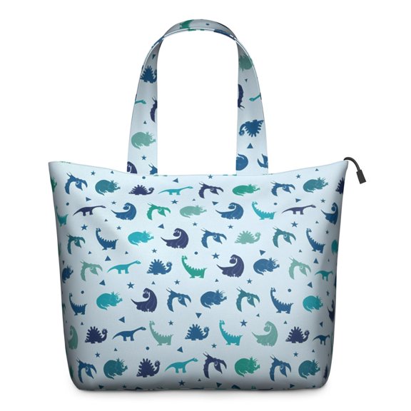 LightBlue Dinosaurs Stars Triangles Pattern Travel Tote Bags for Women Carry On,Large Weekender Bags for Women Travel,Multi Functional Duffle Bag for Work,Shopping,Sports