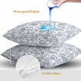 thumbnail image 4 of Throw Pillow Covers 16x16 Inch Set of 2, Blue Flower Waterproof Outdoor Pillow Covers, Vintage Farmhouse Boho Leaf Spring Summer Decorative Cushion Pillowcases for Couch, Sofa, Bed, Garden, Patio, 4 of 9