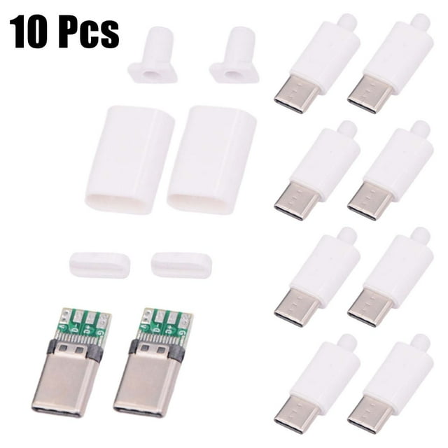 10pcs USB3.1Type C Male Plug PCB board welding line with black or white shell