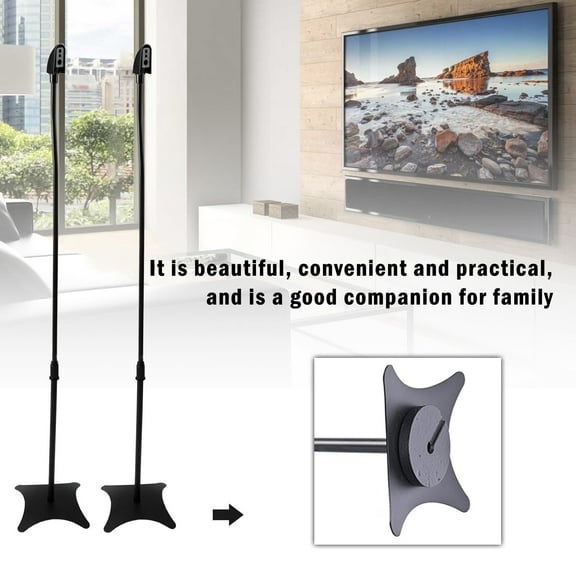 Speaker Stands for Surround Sound and Home Theater Speakers, Floor-Standing Height Adjustable Mounts, 1-4 Pairs, 10 Lb Capacity, Black