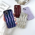 thumbnail image 4 of Compatible with iPhone 14 Phone Case Girls Cute Water Ripple Pattern Wavy Bezel Shock Absorbing Anti-Fall Slim TPU Phone Case for Women - Deep Purple, 4 of 13