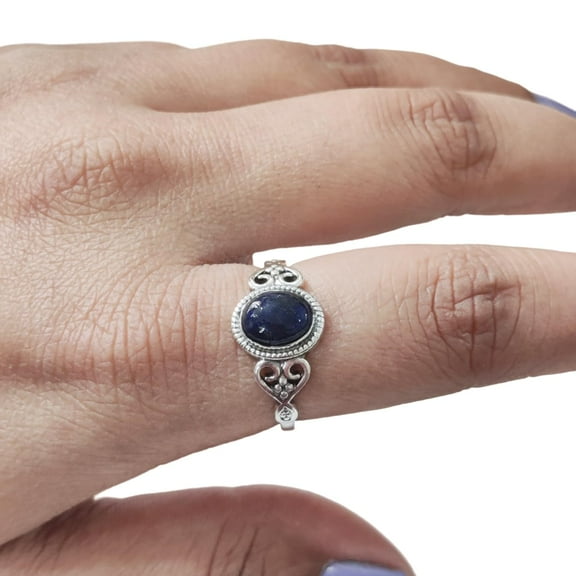 Natural Lapis Lazuli Ring, Afghani Lapis Lazuli Gemstone Ring, Tiny Bohemian Ring, 925 Sterling Silver, Designer Womens Ring, Christmas Thanksgiving, Handmade Statement Jewelry, Natural Lapis
