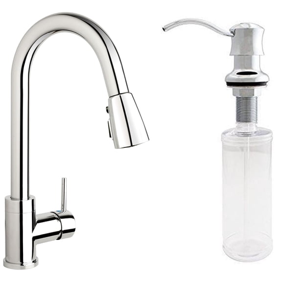 10% Savings Urbania Single Handle Pull-Down Kitchen Faucet and Soap Dispenser, Polished Chrome