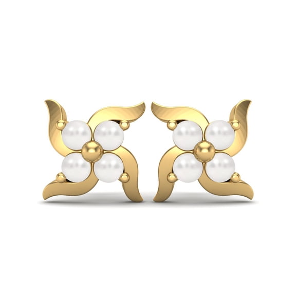 0.80 Cts Pearl Gemstone 925 Sterling Silver Gold Vermeil Indian Swastika Stud Earrings For Womens Traditional Jewelry