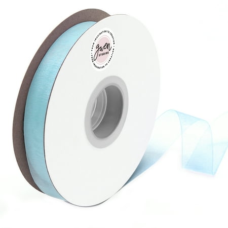 UPC: 0810074396332 | Light Blue Sheer Organza Ribbon  7/8  x 100 Yards by Gwen Studios