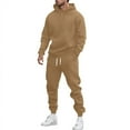thumbnail image 2 of ibiyuan Mens Track Suits 2 Piece Set Big and Tall 5x Causal Autumn Winter Hoodie Tracksuit Sweatsuit Set Sweatsuit Pullover Tops and Pants Long Sets Outfits,Khaki, 2 of 4