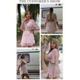 thumbnail image 5 of SURJDE Womens Spring Summer Deep V Neck Ruffle Long Sleeve Floral Print Mini Dress, 5 of 5