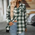 thumbnail image 5 of vigerkar Women's Oversized Casual Shirts Long Sleeve Button Down Plaid Shirt Business Office Work Blouse Top (Green, XXL), 5 of 8
