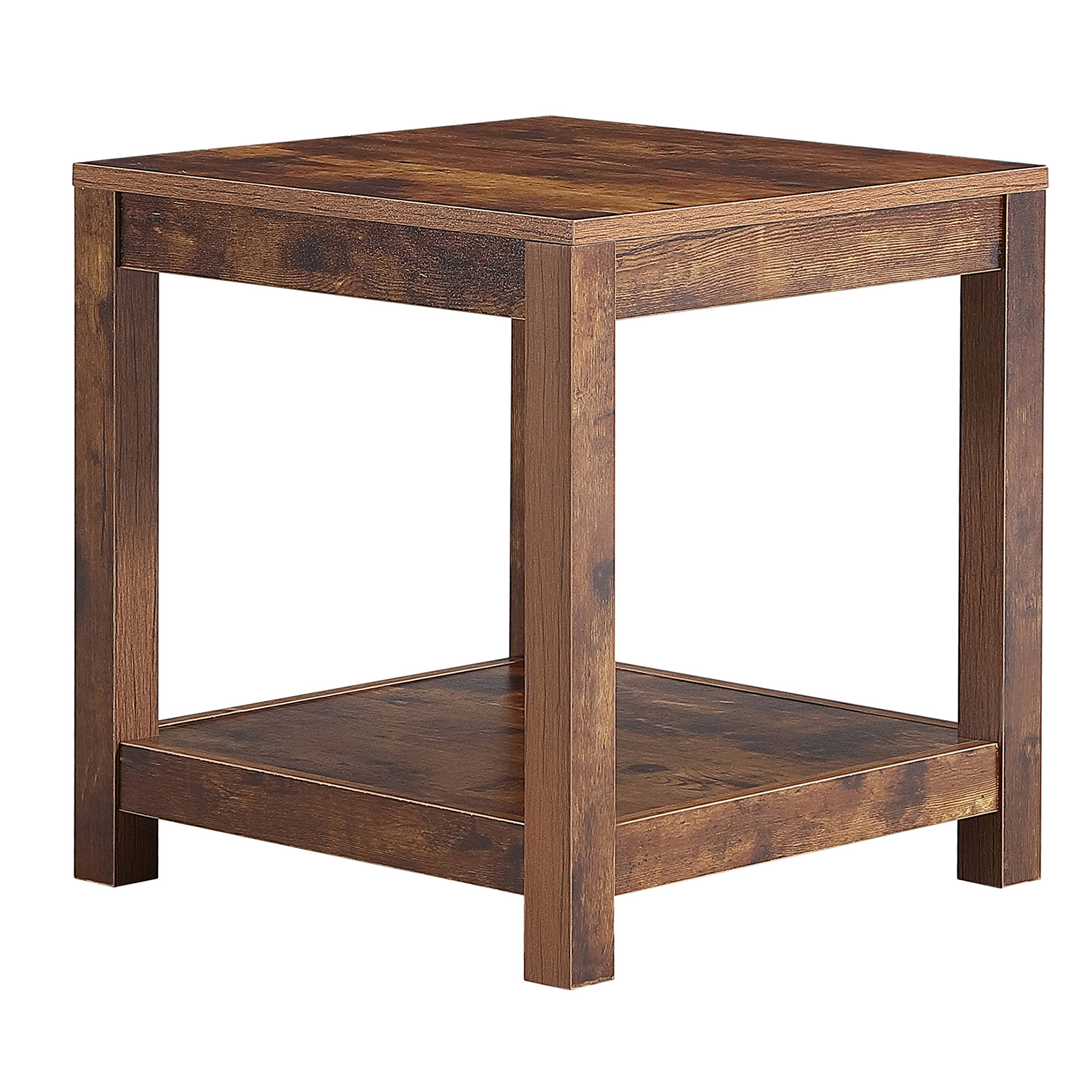 Kadyn End Table, Mid-Century Nightstand for Living Room, MDF Bedside Table with Storage Shelve, Rustic Brown