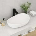 thumbnail image 1 of Weibath Évier Ovale en Pierre Résine pour Salle de Bain, Évier d'Art Moderne, Blanc Mat avec Drain Escamotable (Blanc Mat), 1 of 4