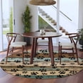thumbnail image 4 of Dog Paws Printed Round Rugs 7ft, Vintage Teal Brown Wooden Farmhouse Non Slip Washable Rug Runner, Low Pile Indoor Floor Carpet Mat Bathroom Rugs for Living Room, Bedroom, Kids Room, 4 of 9