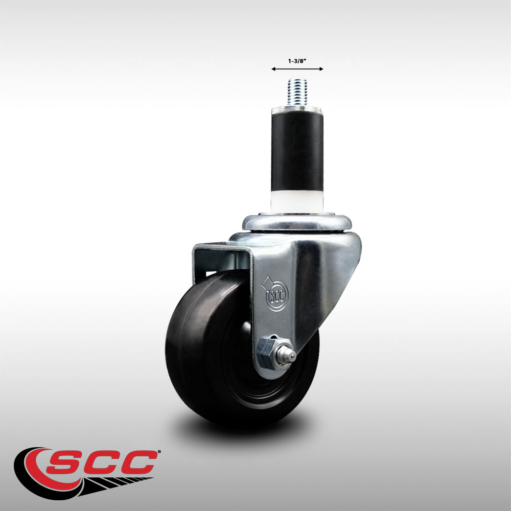 Stainless Steel Hard Rubber Swivel Expanding Stem Caster w/3" x 1.25" Black Wheel and 1-3/8" Stem - 275 lbs Capacity/Caster - Service Caster Brand - image 2 of 4