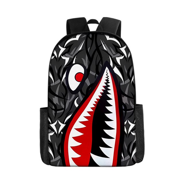 Camouflage Color Matching Shark Student Schoolbag Digital Printing Large Capacity Cartoon Anime Backpack