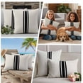 thumbnail image 2 of 2 Pack Outdoor Waterproof Throw Pillows, Rural Farmhouse Black Stripe Decorative Square Pillow Case Patio Pillows for Chair Couch Sofa 16x16in, 2 of 9