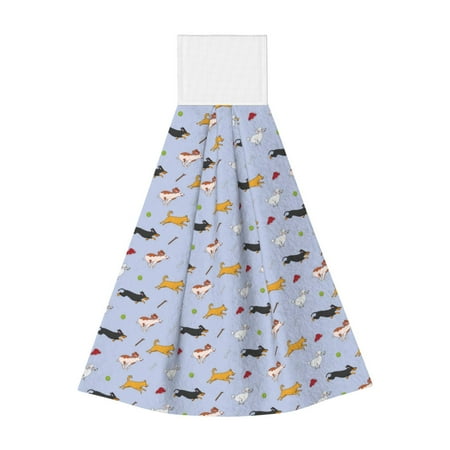 

Zufioo Dogs Are Running Print Coral Fleece Velcro Hand Towel Hangable Absorbent Hand Towel Suitable for Kitchen Bathroom Household Items