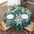 thumbnail image 3 of Green Christmas Snowflake Pattern Round Tablecloth 60"x60",Wrinkle Wipeable Table Cloth for Kitchen Dining Room Picnic Patio Party, 3 of 6